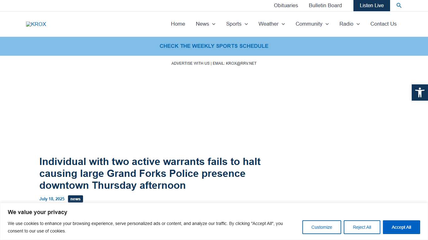 Individual with two active warrants fails to halt causing large Grand Forks Police presence downtown Thursday afternoon – KROX